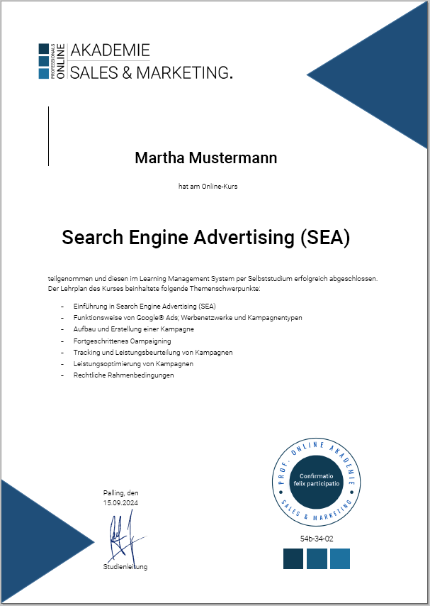 Weiterbildung SEA Manager Fernstudium