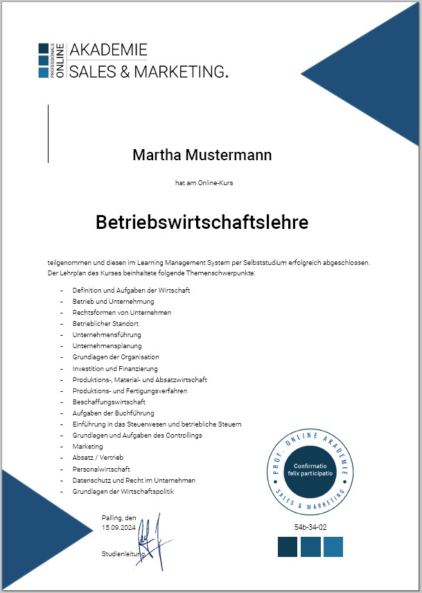 Weiterbildung BWL Fernstudium