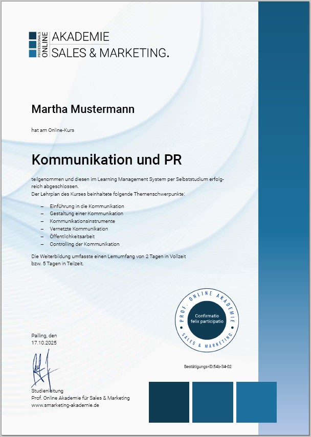 Zertifikatskurs Kommunikation und PR Public Relations