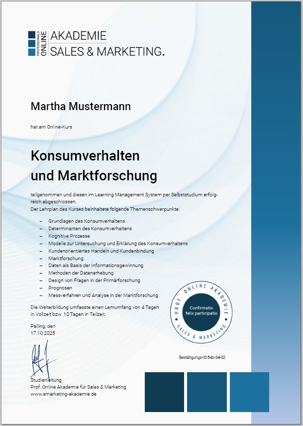 Zertifikatskurs Marktforschung und Konsumverhalten