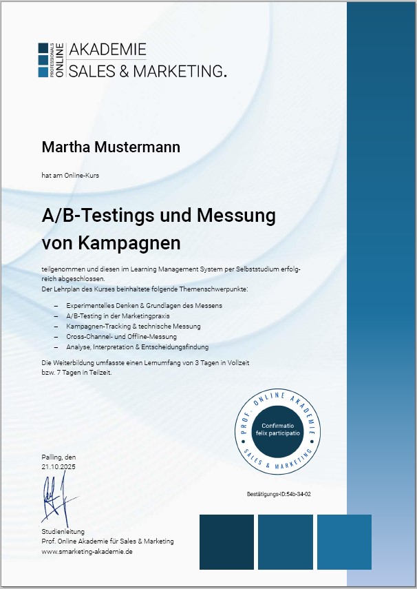 Zertifikatskurs Kampagnenmessung, Kampagnentracking