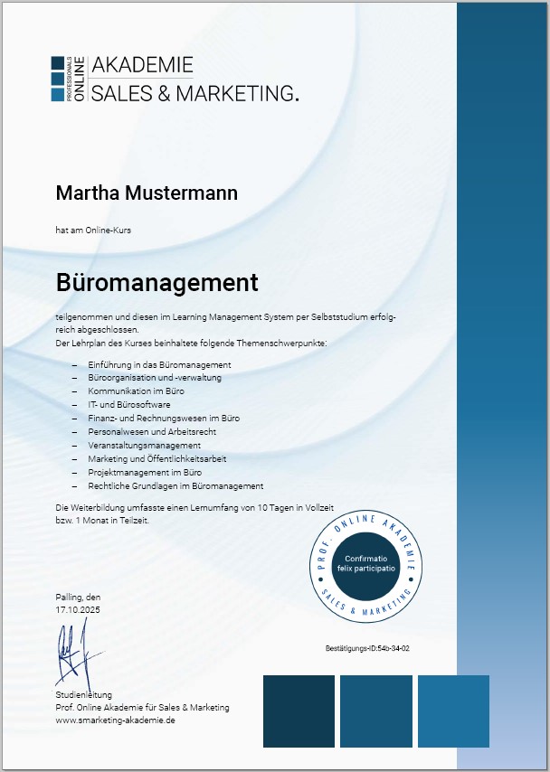 Zertifikatskurs Büromanagement