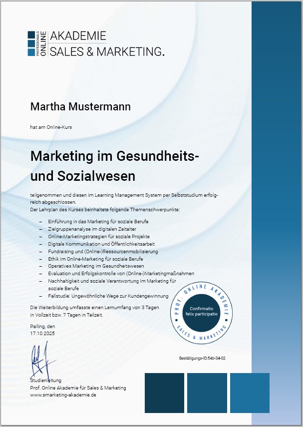 Zertifikatskurs Sozialmarketing