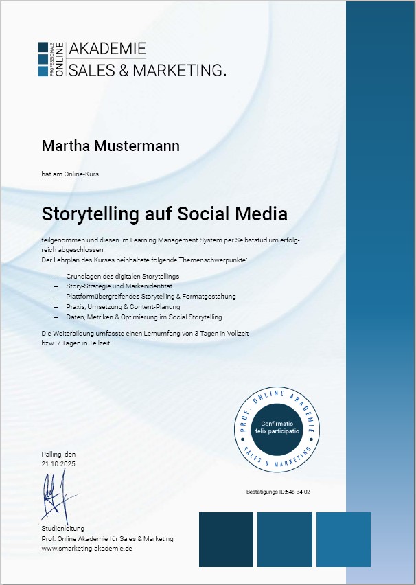 Zertifikatskurs Storytelling auf Social Media