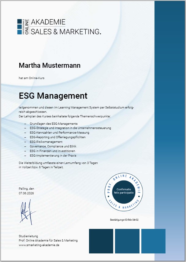 Zertifikatskurs ESG Management