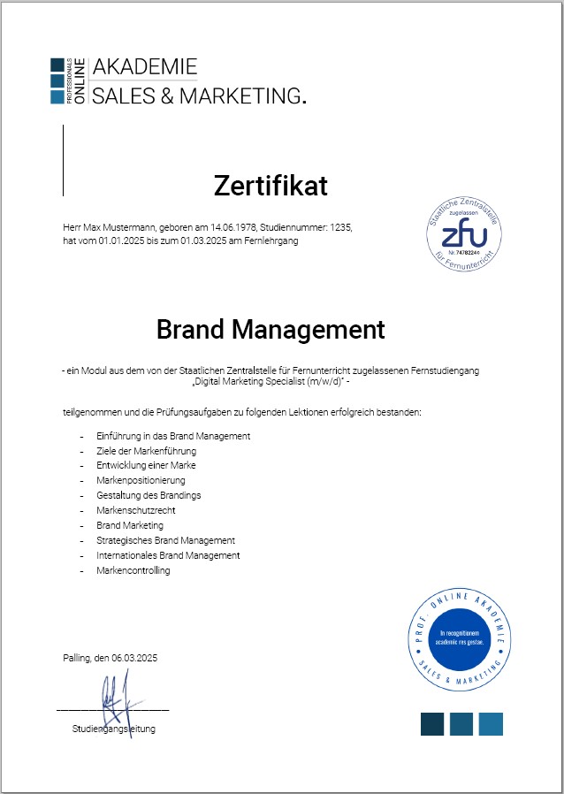 Zertifikatskurs Brand Management Weiterbildung
