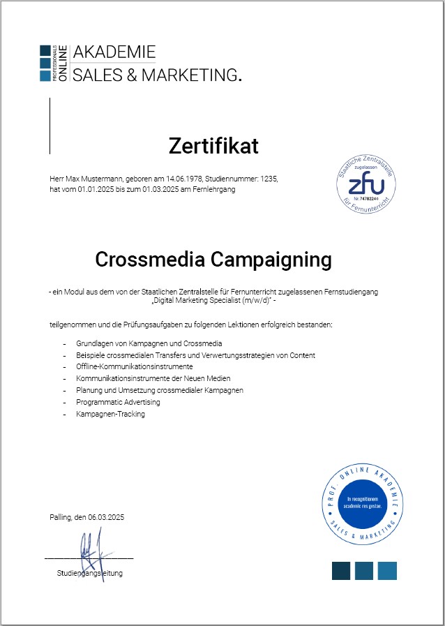 Zertifikatskurs Kampagnenmarketing Weiterbildung