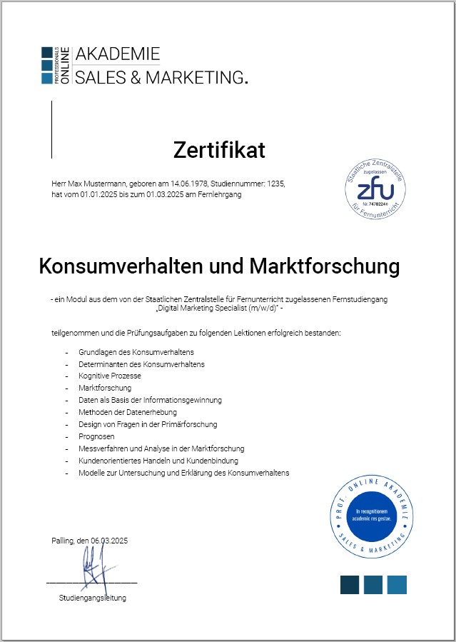 Zertifikatskurs Marktforschung Weiterbildung