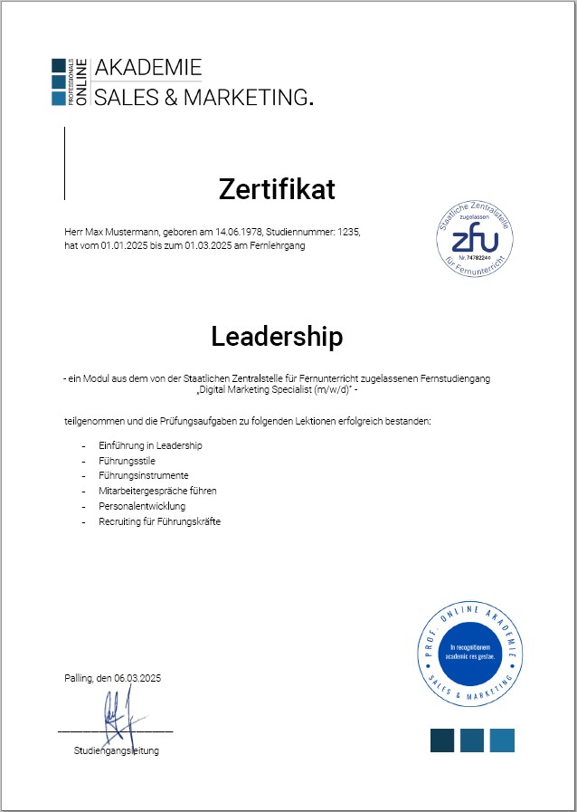 Zertifikatskurs Leadership Weiterbildung