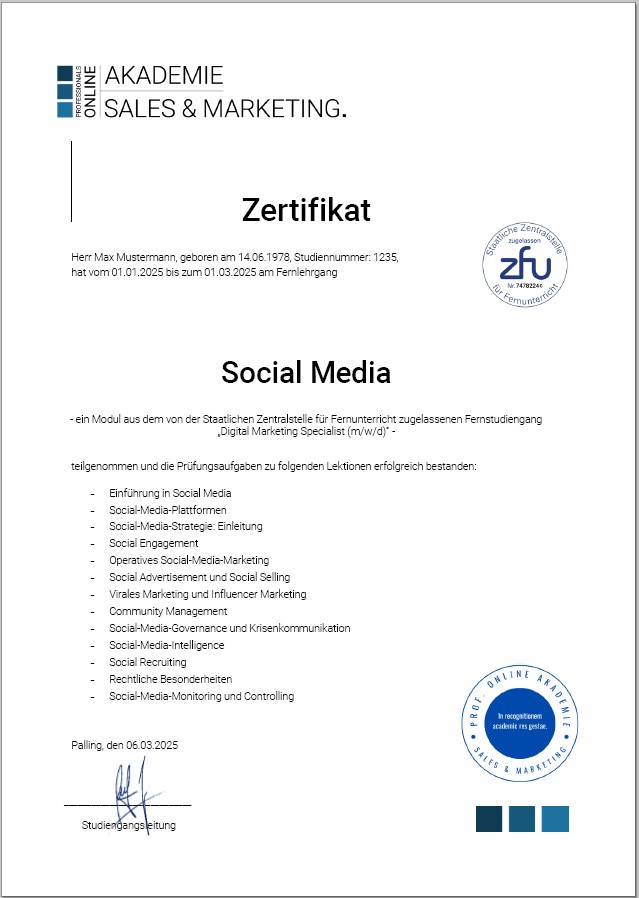 Zertifikatskurs Social Media Weiterbildung
