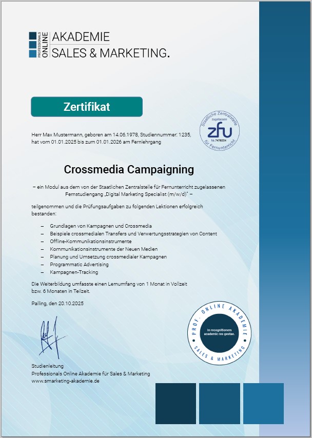 Zertifikatskurs Kampagnenmarketing Weiterbildung