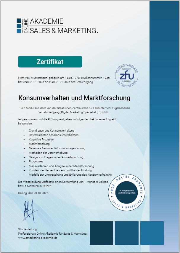 Zertifikatskurs Marktforschung Weiterbildung